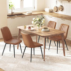 VASAGLE Dining Chairs Set of 4, Upholstered Kitchen Chairs, Synthetic Leather, Max. Load 264 lb, Steel Legs, Curved Backrest, for Dining Room, Caramel Brown and Ink Black ULDC090KN03-2J