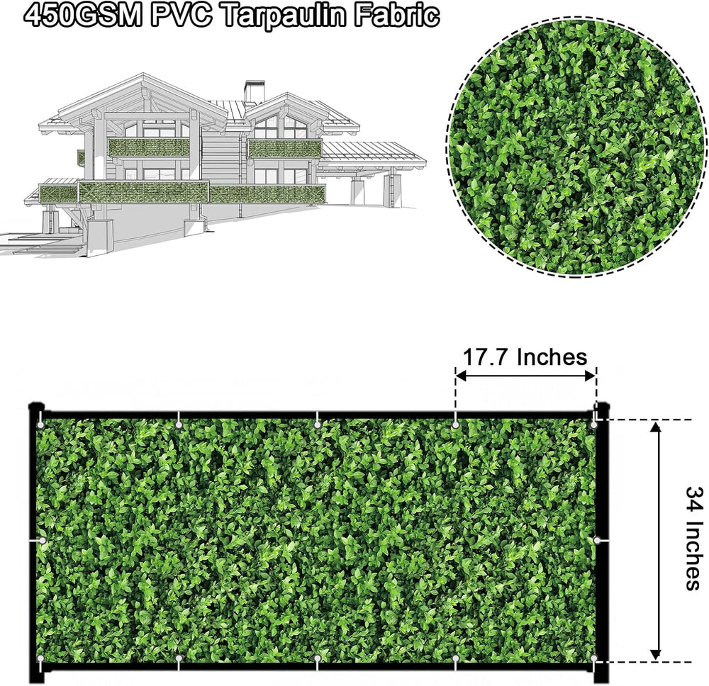 NAIMORUI Balcony Privacy Screen, 450 GSM PVC Fence Cover, 34 x 180 Inches
