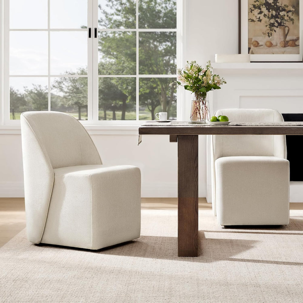 Watson & Whitely Upholstered Dining Chairs with Casters Set of 2, Armless...