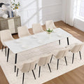 Dining Chair Set of 8, Modern Dining Chairs with Thick Cushions, Faux Leather Upholstered Kitchen Dining Room Chairs with Metal Adjustable Legs for Dining Living Room, Beige