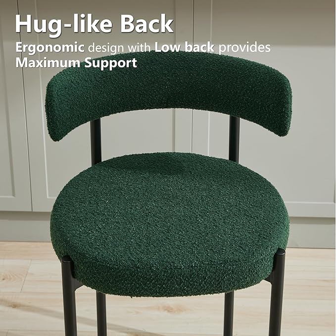 Boucle Dining Chairs Set of 2, Mid Century Modern Dining Room Chairs with Bar...
