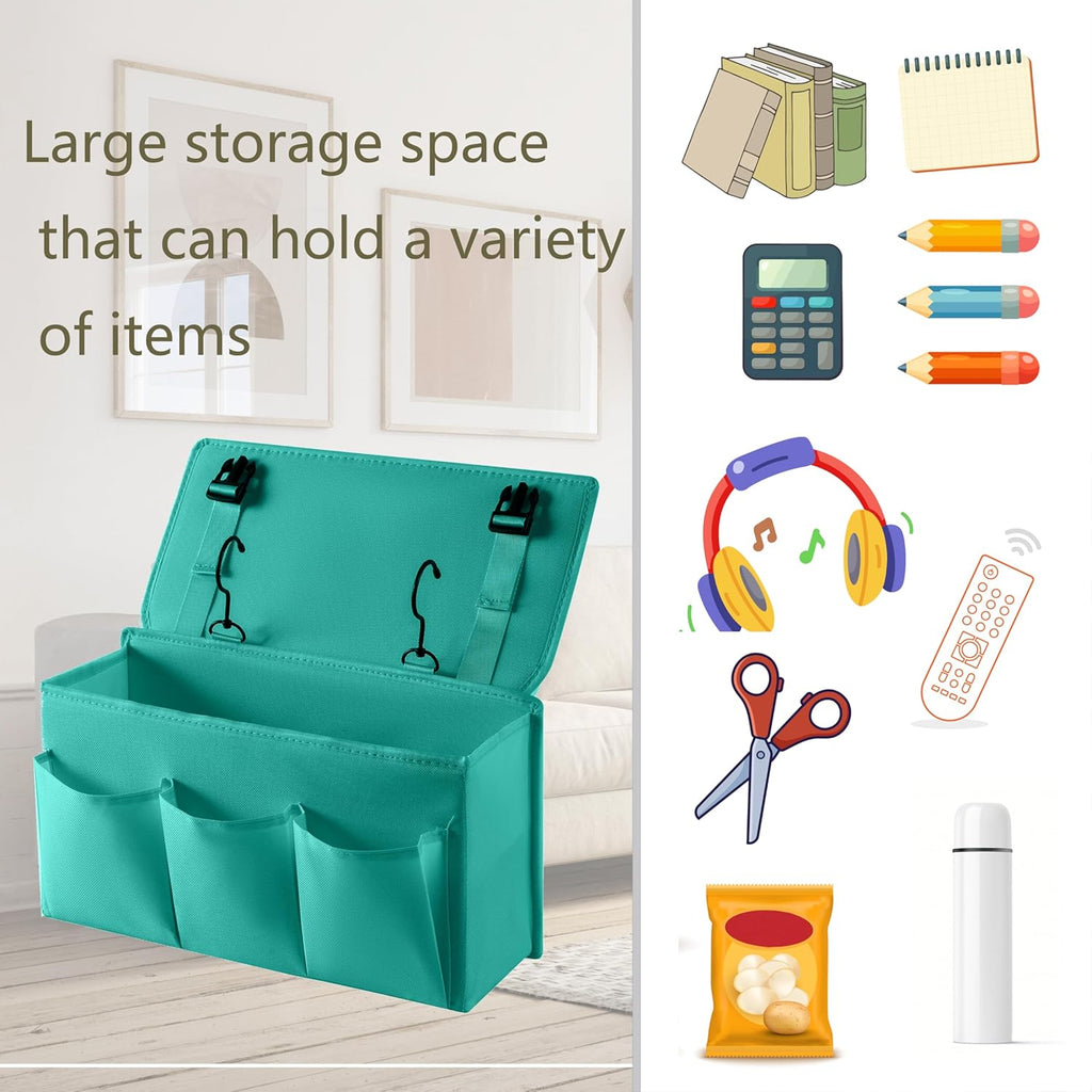 Bedside Caddy Bedside Storage Organizer,Bed Caddy With Thickened Material Suitable for Homes, Dormitories, Hospitals, Cribs, RVs，Great for Magazines,Books,Remote, Phone (Green)