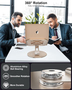 Ultra-Stable Swivel Laptop Stand for Desk，300% Larger Base Stability Military-Grade Aluminum Anti-Loosening Structure - Height Adjustable Laptop Stand Suitable for 10-17.3 inch，Golden