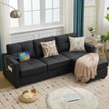 TYBOATLE Black Couch Sectional Couches w/Side Pockets for Living Room, Comfy Faux Leather Modular Convertible L Shaped Sofas with USB & Ottoman, Leather Sectional for RV Apartment Office