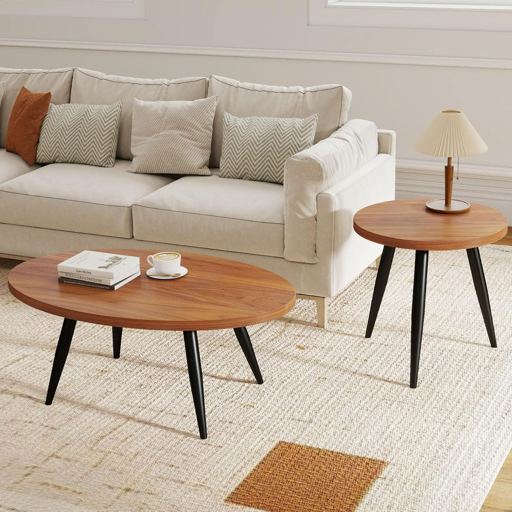 2-Piece Oval & Round Nesting Coffee Table Set