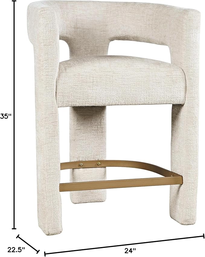 Jofran Upholstered Counter Stool with Arms – Versatile Barstools – Stylish Seating for Kitchen Dining Room or Home Bar, Natural, Single Stool
