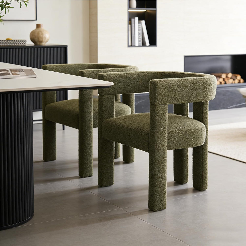 Modern Dining Chair Set of 4 Living Room Chairs,Upholstered Barrel Chair | bo...
