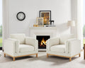 VANOMi Oversized Accent Chair Set of 2, Modern Upholstered Chairs | Boucle Reading Chair with Solid Wood Legs and 400 lbs Capacity, Cozy Seating for Living Room, Bedroom & Office, Ivory White