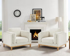 Oversized Accent Chair Set of 2, Modern Upholstered Chairs | Boucle Reading Chair with Solid Wood Legs and 400 lbs Capacity, Cozy Seating for Living Room, Bedroom & Office, Ivory White