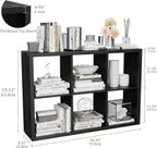 Cube Storage Organizer Bookcase, Decorative 11 inch Open Back Cubical Shelf with Thickened Border, Display Bookshelf for Living Room, Home Office, Sturdy Room (Black, 6 Cube)
