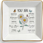 PUDDING CABIN Birthday Gifts for Women, Daisy Scripture Jewelry Dish, Christian Gifts