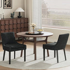 Modern Dining Chairs Set of 6, Upholstered Corduroy Dining Room Chairs with Wood Legs, Mid-Back Padded Kitchen Side Chairs for Dining Room, Black