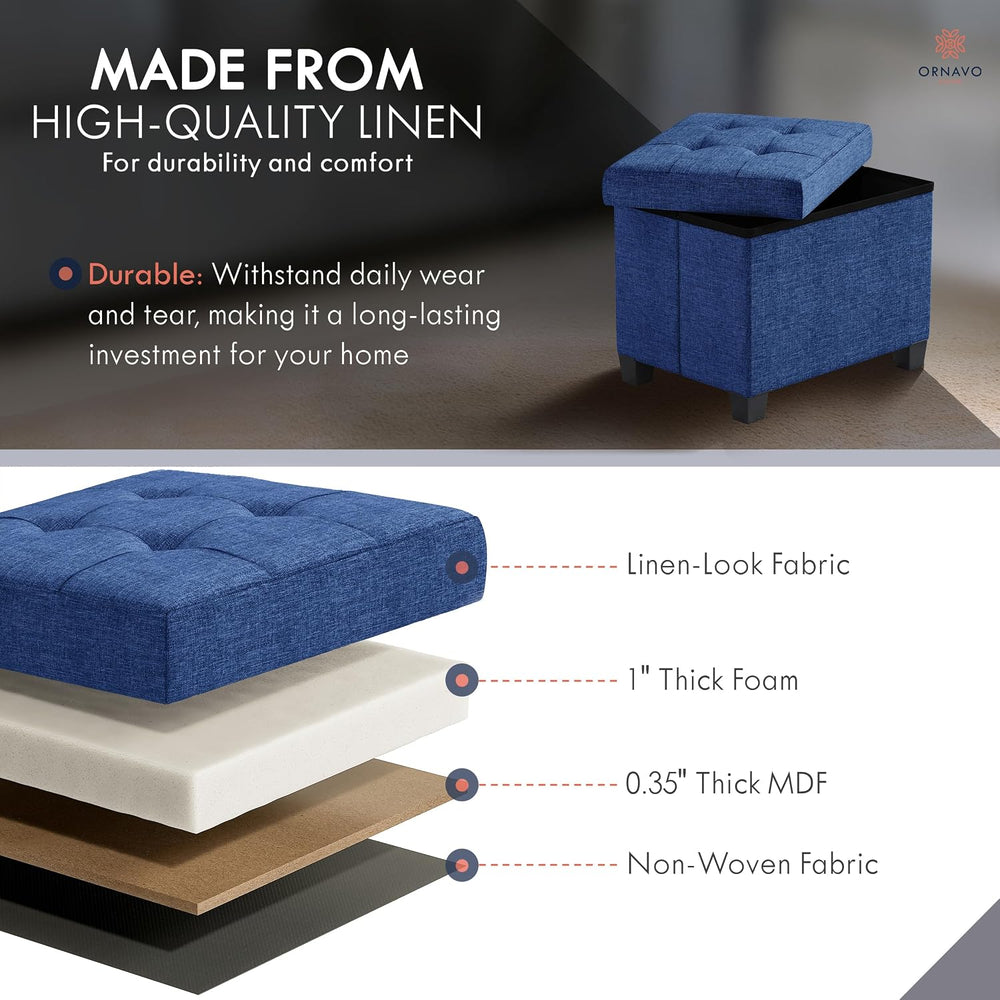 Ornavo Home Storage Ottoman Small Rectangle Ottoman with Legs, Foot Rest Stoo...