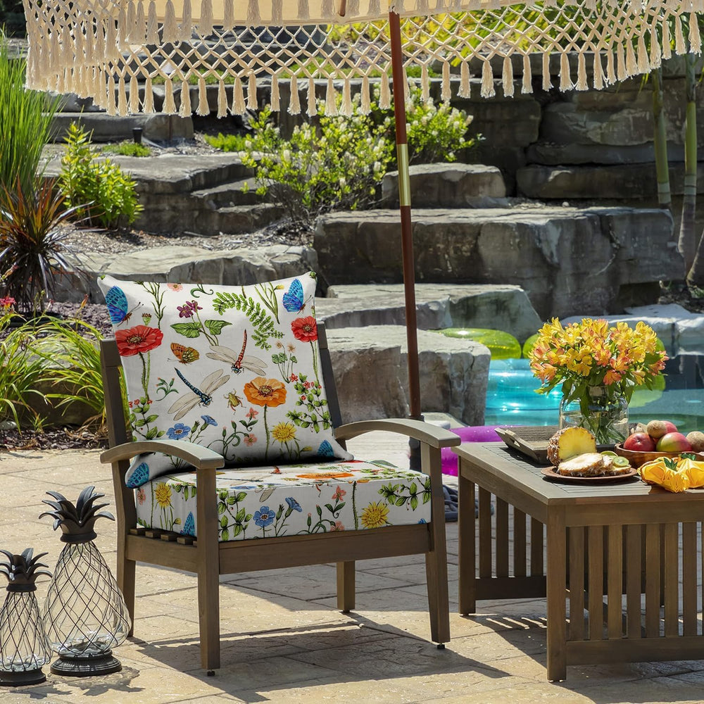 All Smiles 22x22 Outdoor Patio Chair Cushions,3" Thick Garden Flower