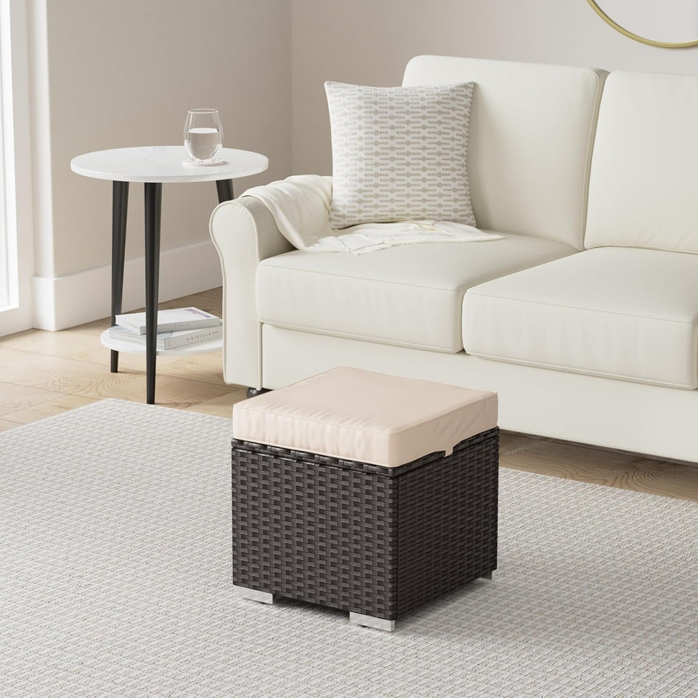 Best Choice Products Set of 2 Wicker Ottomans, Multipurpose Outdoor Furniture...
