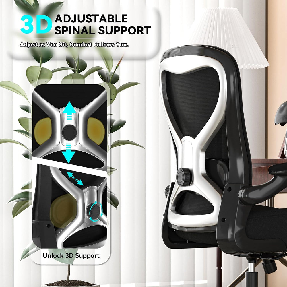 Ergonomic Home Office Chair, 4-Way Lumbar, Thick Cushion, 330LBS | Adjustable...