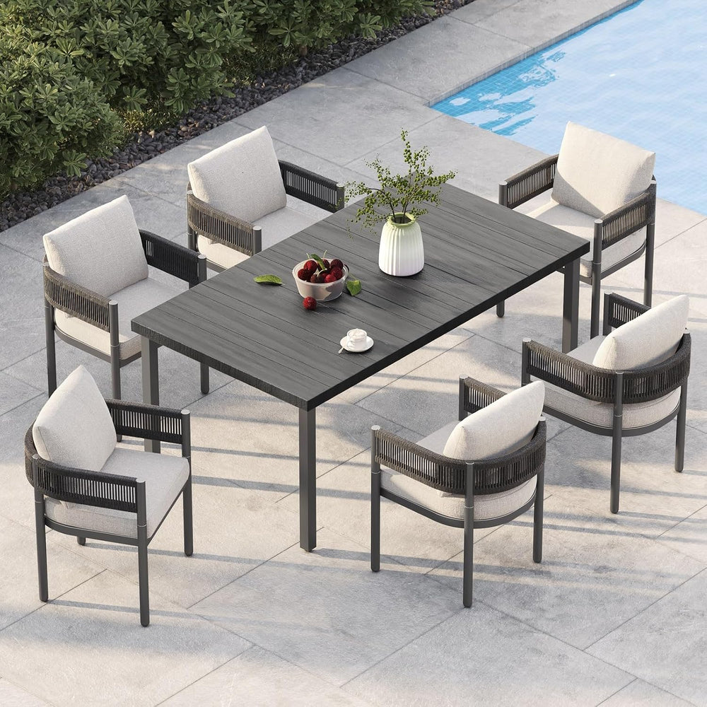 Grand patio Outdoor Dining Set for 6, 7 PCS Patio Table and Chairs Set, Metal...