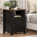 ChooChoo Nightstands Set of 2, Rustic Vintage End Side Table with Storage for Bedroom Living Room, Black&Brown