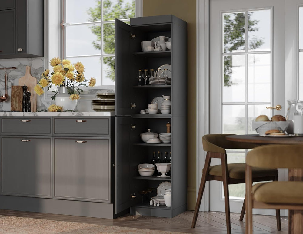 Palace Imports Solid Wood Pantry Cabinet - Tall Narrow Storage Cabinet with S...
