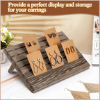 Blulu 31 Pack Wooden Earring Display Stand 7 Slots jewelry Display Holder with Earring Card for Selling Vendors Retail Show