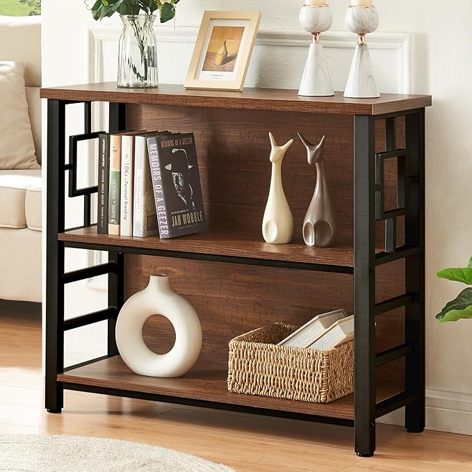 HOMISSUE Book Shelf, 3 Tier Deep Bookshelf with Storage, Engineered Wood and ...