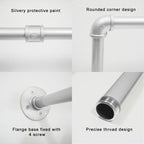 WEBI Industrial Pipe Clothing Rack,32" Wall Mounted Clothes Rack for Hanging Clothes,Heavy Duty Metal Garment Rack Bar Wall Mount Clothing Rod for Closet,Laundry Room,Silver,2 Packs