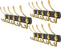 Coat Rack Wall Mount with 5 Tri Hooks, Stainless Steel 16 Inch – Black & Gold Matte Finish, Heavy Duty Wall Mounted Hook Rack for Coats, Hats, Towels, Scarfs, Robes, Bags, Entryway & Bathroom, 3 Pack