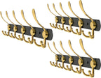 Coat Rack Wall Mount with 5 Tri Hooks, Stainless Steel 16 Inch – Black & Gold Matte Finish, Heavy Duty Wall Mounted Hook Rack for Coats, Hats, Towels, Scarfs, Robes, Bags, Entryway & Bathroom, 3 Pack