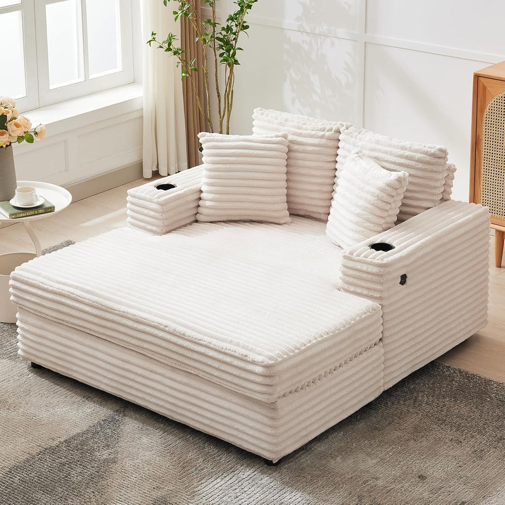 GarveeHome 60-inchOversized Chaise Lounge Chair Indoor, Comfy Corduroy Lounge...