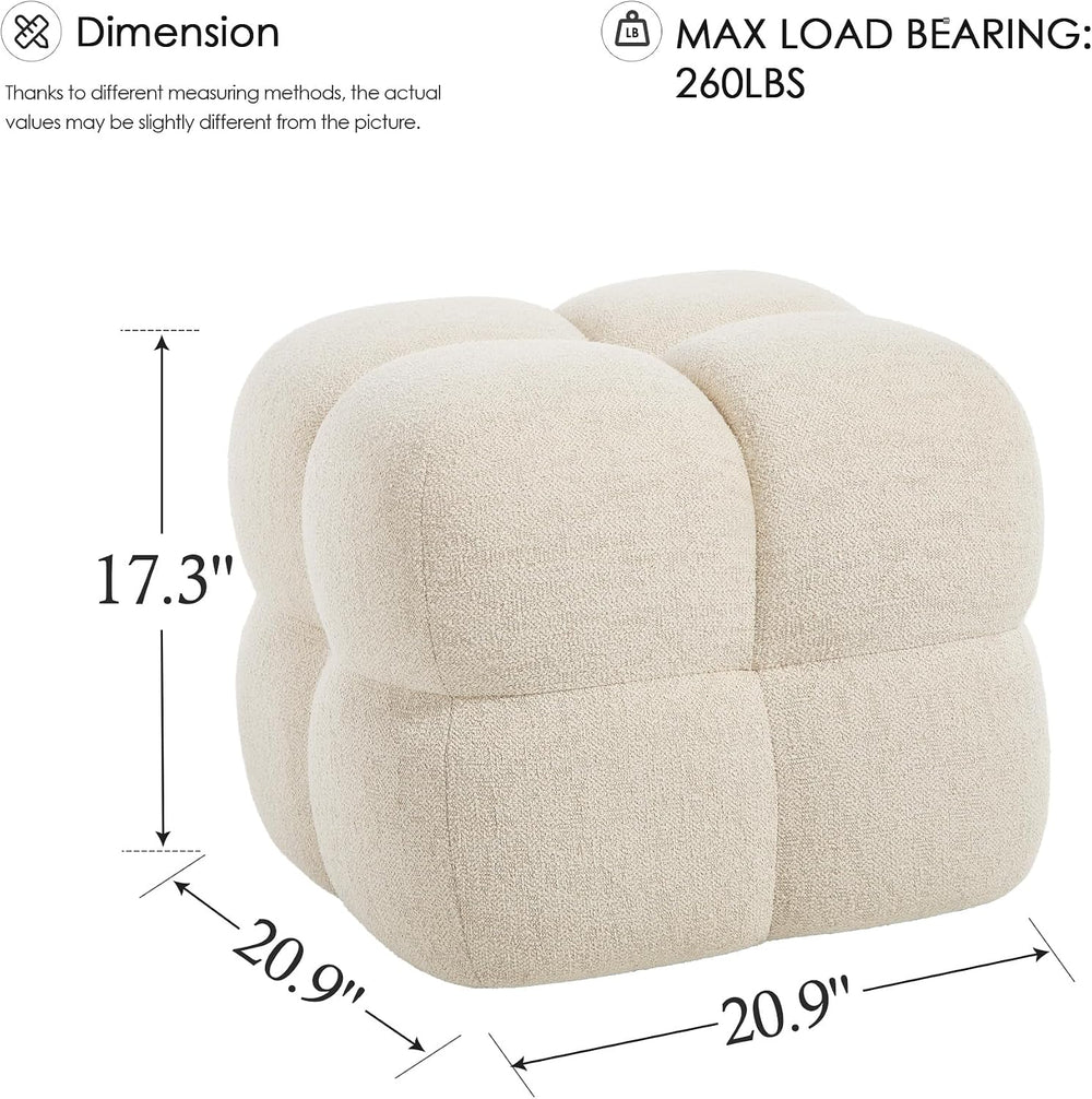 Zesthouse Square Pouf Ottoman Footstool, Modern Vanity Chair for Bedroom | Li...