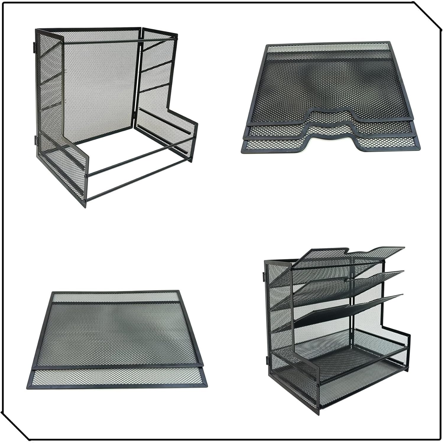 5-Tier Metal Desk Organizer, Office Desk Paper Organizer for Home Office, Black