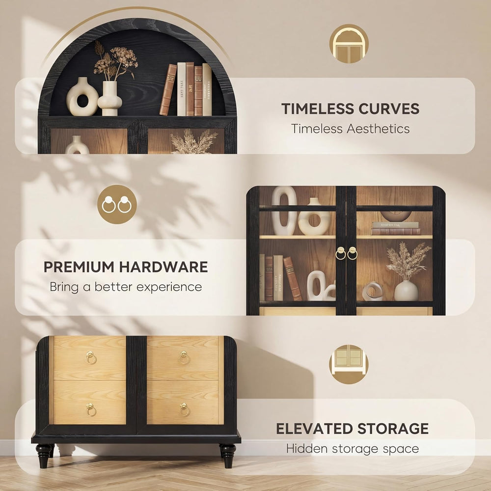 YESHOMY Kitchen Pantry Cabinet, 71" Arched Storage Cabinets Tall Pantry,...