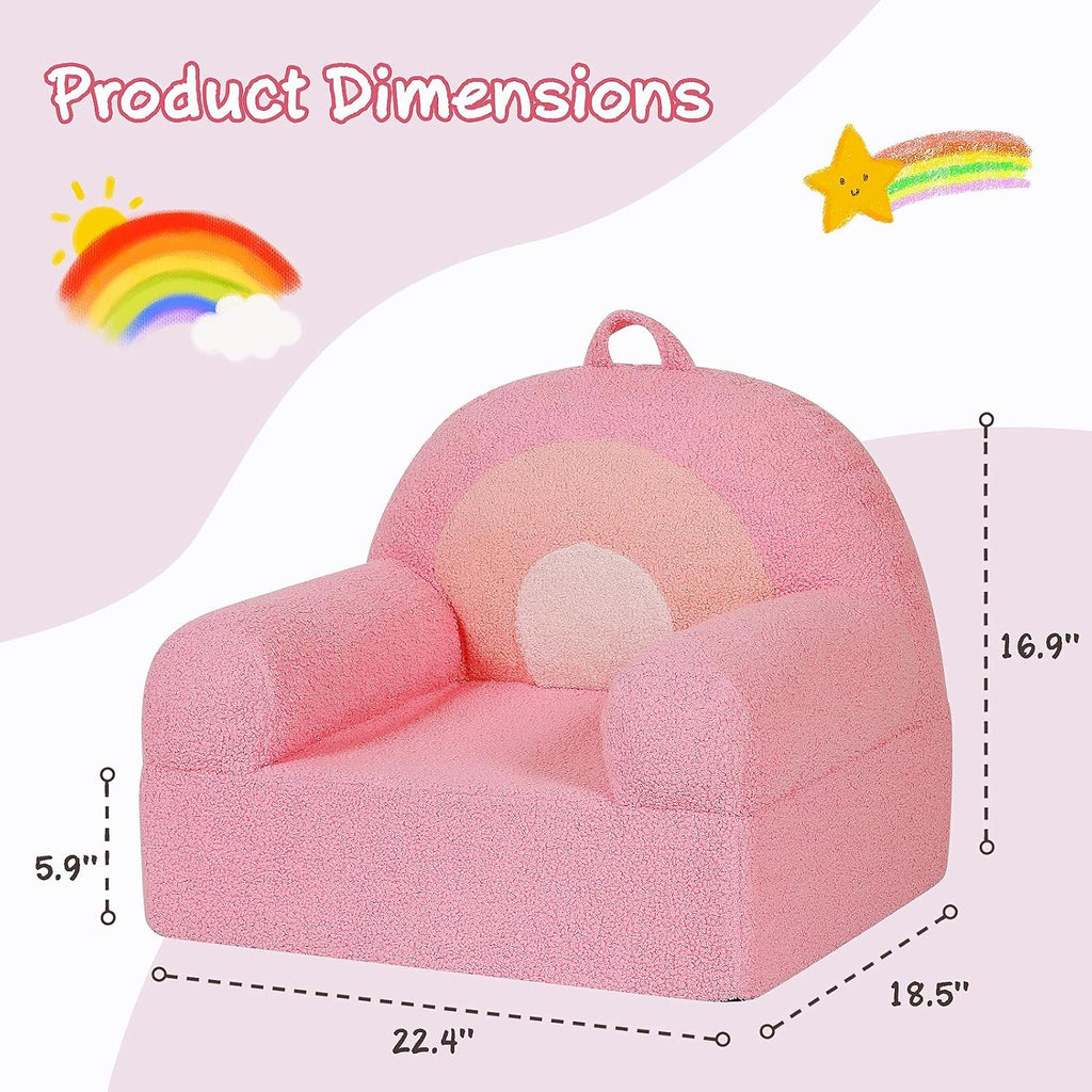 MOMCAYWEX Comfy Toddler Chair, Snuggly Kids Armchair, Pink Rainbow