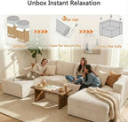 Homall 126" Sectional Couches for Living Room, Modern Fabric Boneless Couch with Deep Seat, Upholstered Cloud Sofa with 2 Ottoman, No Assembly Required (Beige, U Shaped Sofa)