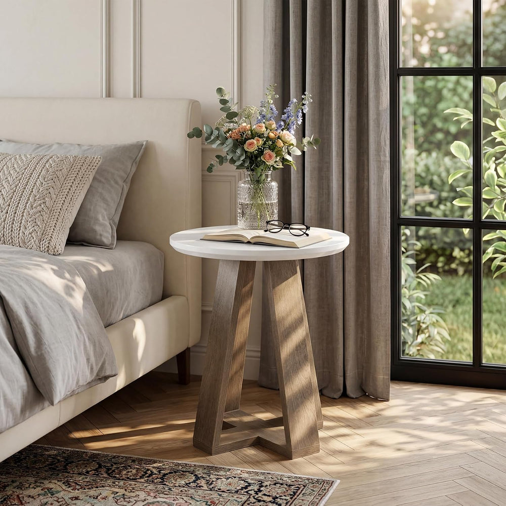 Tribesigns Round Side Table, Modern End Table for Living Room, Small Accent T...