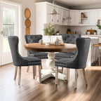 SyMax Dining Chairs Set of 4, Faux Leather Parson Dining Room Chairs, High-End Tufted Kitchen Side Chairs for Bedroom, Living Room, Gray