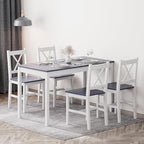 SogesHome 42.52'' Dining Table Set with 4 Chairs, 5-Piece Modern Chic Design, Premium Construction, Versatile Functionality, Easy Assembly, Gray and White Finish, Grey