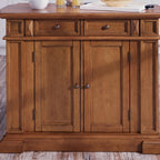 Homestyles Americana Oak Finish Kitchen Island with Wood Drop Leaf Breakfast Bar, 50"W