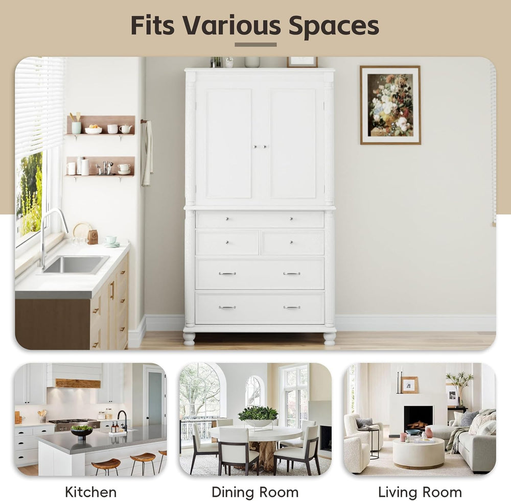 Merax 77" Tall Large Kitchen Pantry Storage Cabinet with 2 Doors & 2...