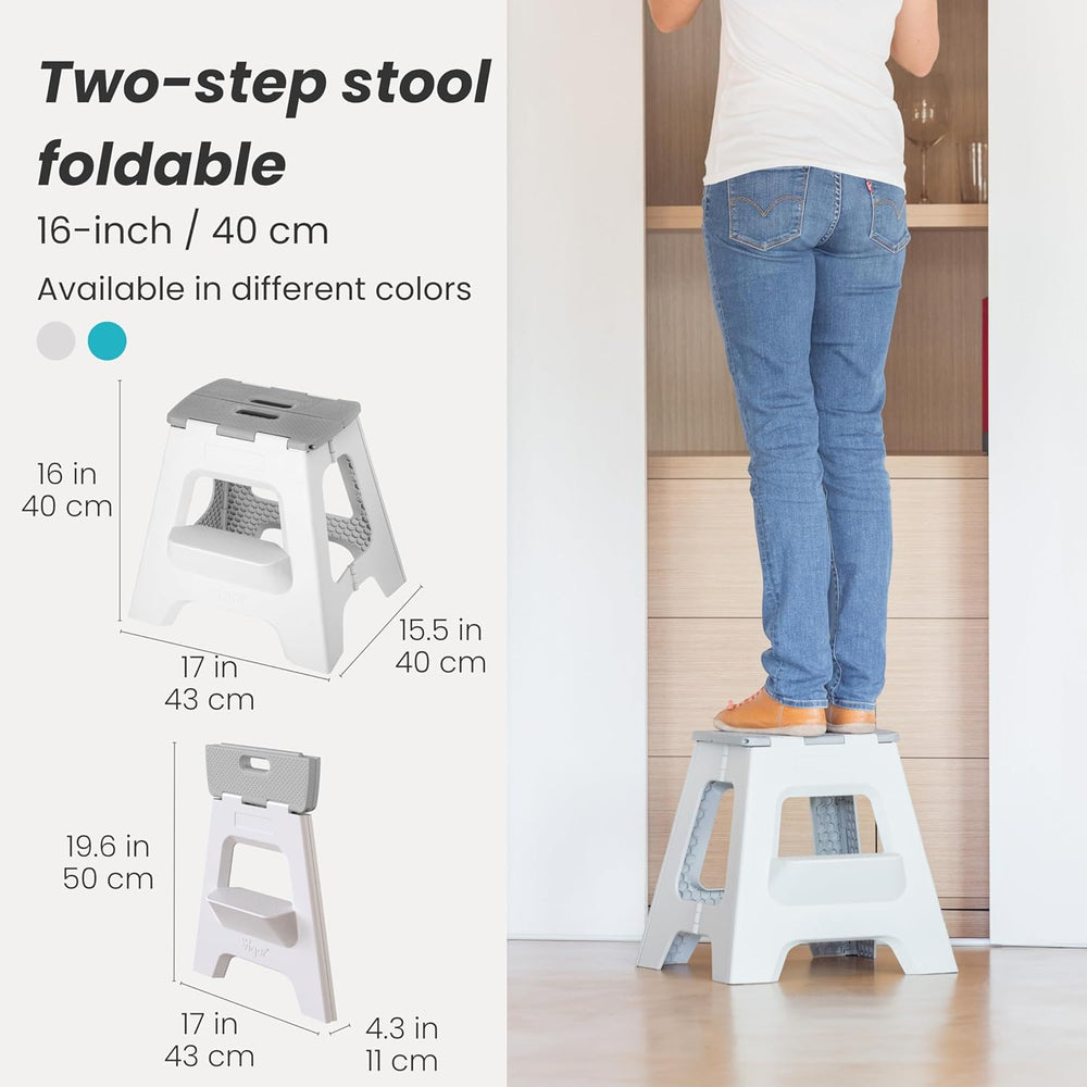 Vigar Compact Folding Step Stool - 16 Inch 2 Step Foldable Step Stool for Adu...