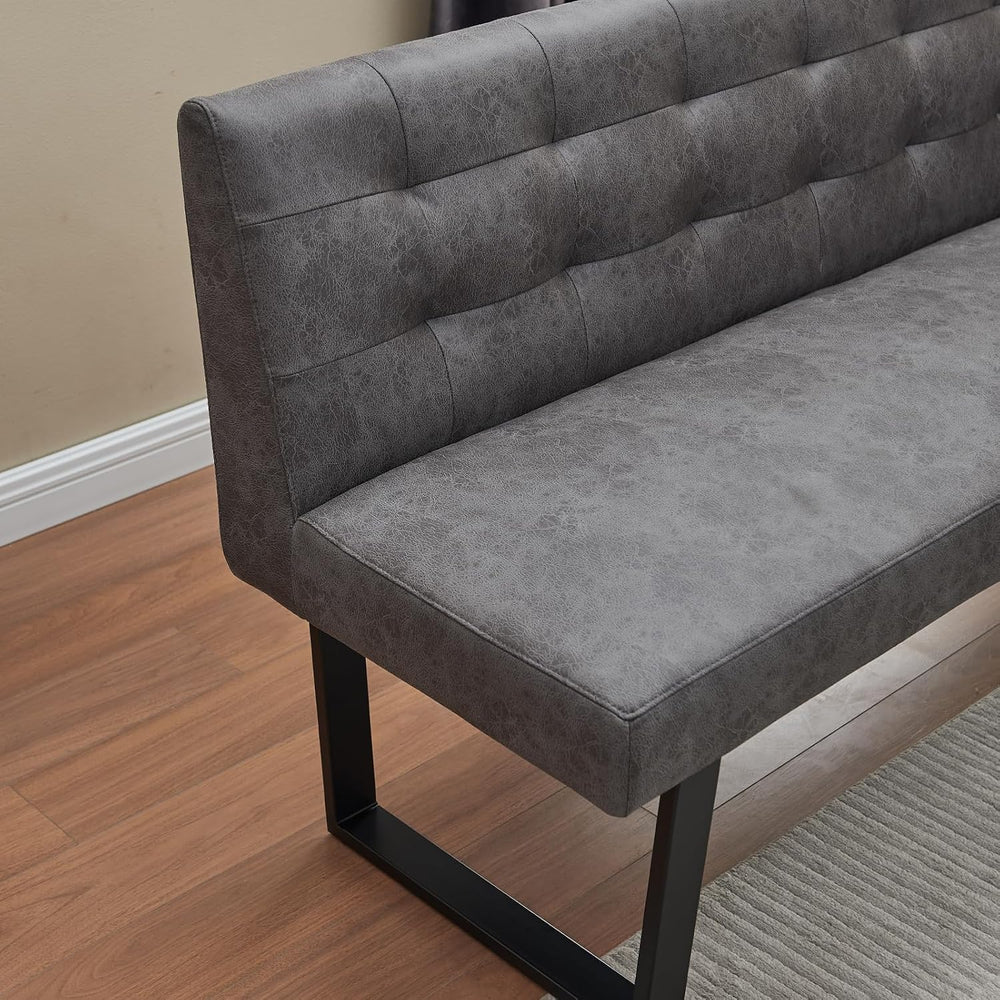 HIPIHOM L-Shaped Dining Bench, Modern Corner Sofa, Grey Right Seat Bench | Up...
