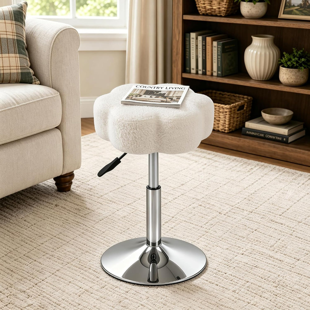 LITZFUR Adjustable Vanity Stool, Swivel Makeup Chair for Vanity, White | Flow...