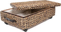 happimess BSK1006B 26.38" Chett Minimalist Hand-Woven Hyacinth/Wood Underbed Storage Bin with Wheels and Handles for Storage and Decoration in Bathroom, Bedroom,Closet,Entryway, Guest Room, Brown Wash