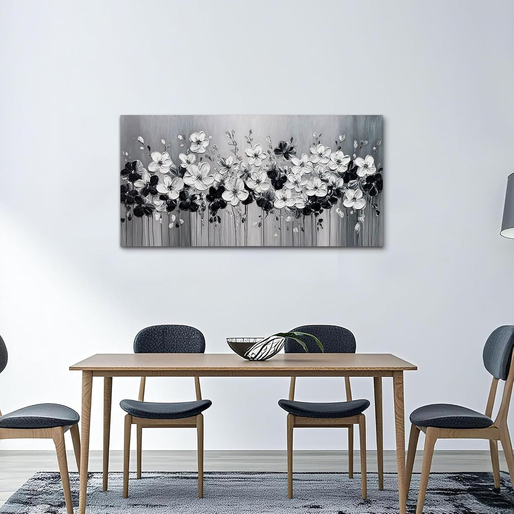 Tarfupth Black and White Flower Wall Art for Living Room Large Blossom Hand P...