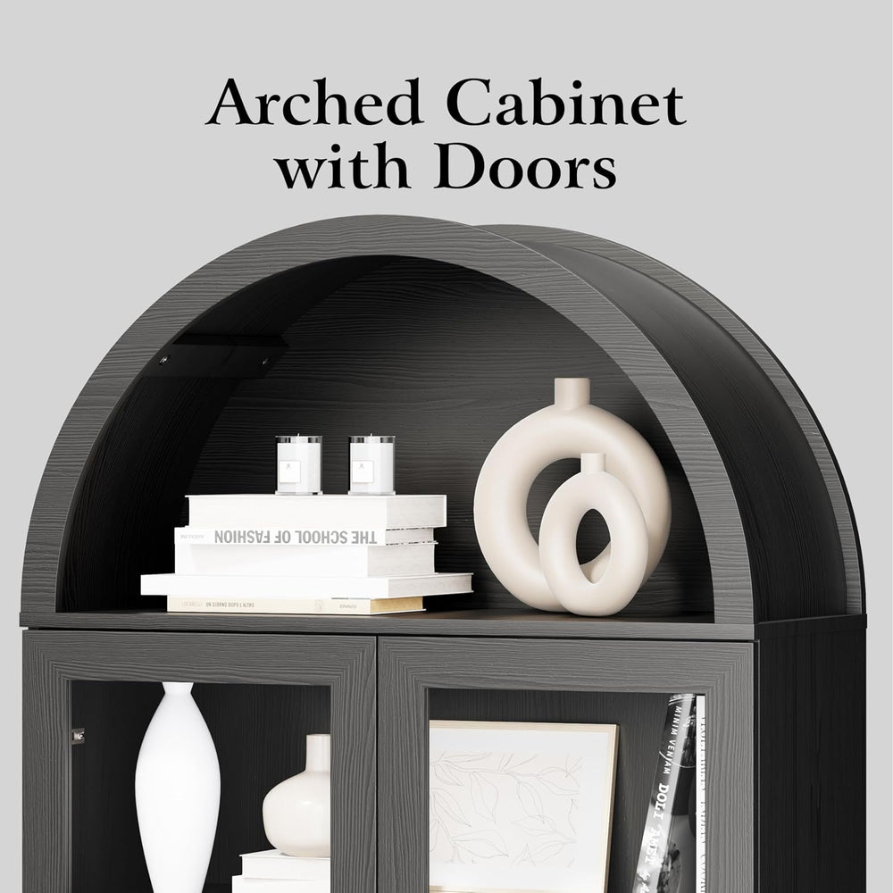 DHH 71" Tall Arched Kitchen Pantry, Modern Farmhouse Wood Kitchens Stora...