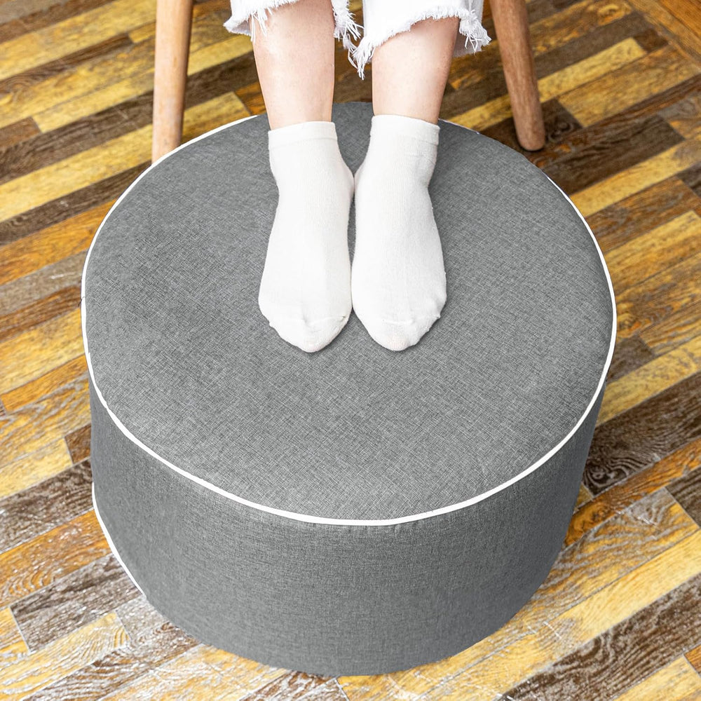 Outdoor Ottoman for Patio, Gray, Outdoor Pouf Footstool,20x12In | All-One Foa...