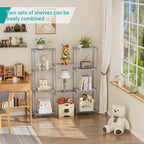 SINGAYE 5 Tier Shelf Wire Shelving Adjustable Storage Shelves Rack Standing Units for Kitchen Closet Laundry Bathroom Organizers Metal Pantry Narrow Mesh Gaps 10" D x 16" W x 55" H Gray