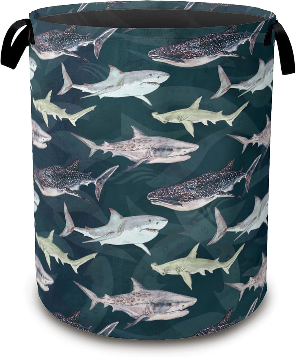 Cute Shark Collapsible Laundry Baskets,Laundry Hamper,Storage Basket with Handles for Bathroom Bedroom College Dormitory Living Room Nursery Organizer 16"x20"