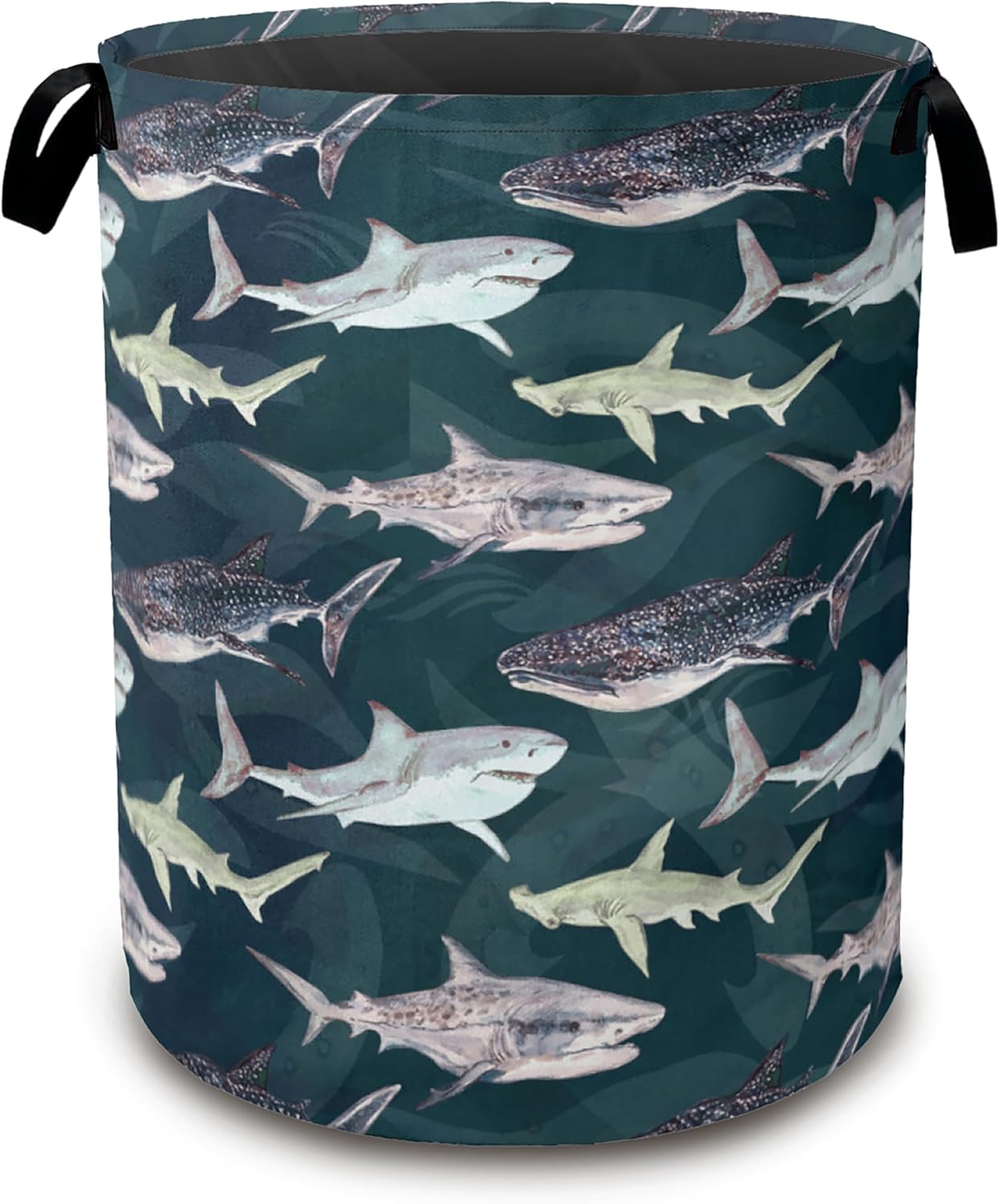 Cute Shark Collapsible Laundry Baskets,Laundry Hamper,Storage Basket with Handles for Bathroom Bedroom College Dormitory Living Room Nursery Organizer 16"x20"