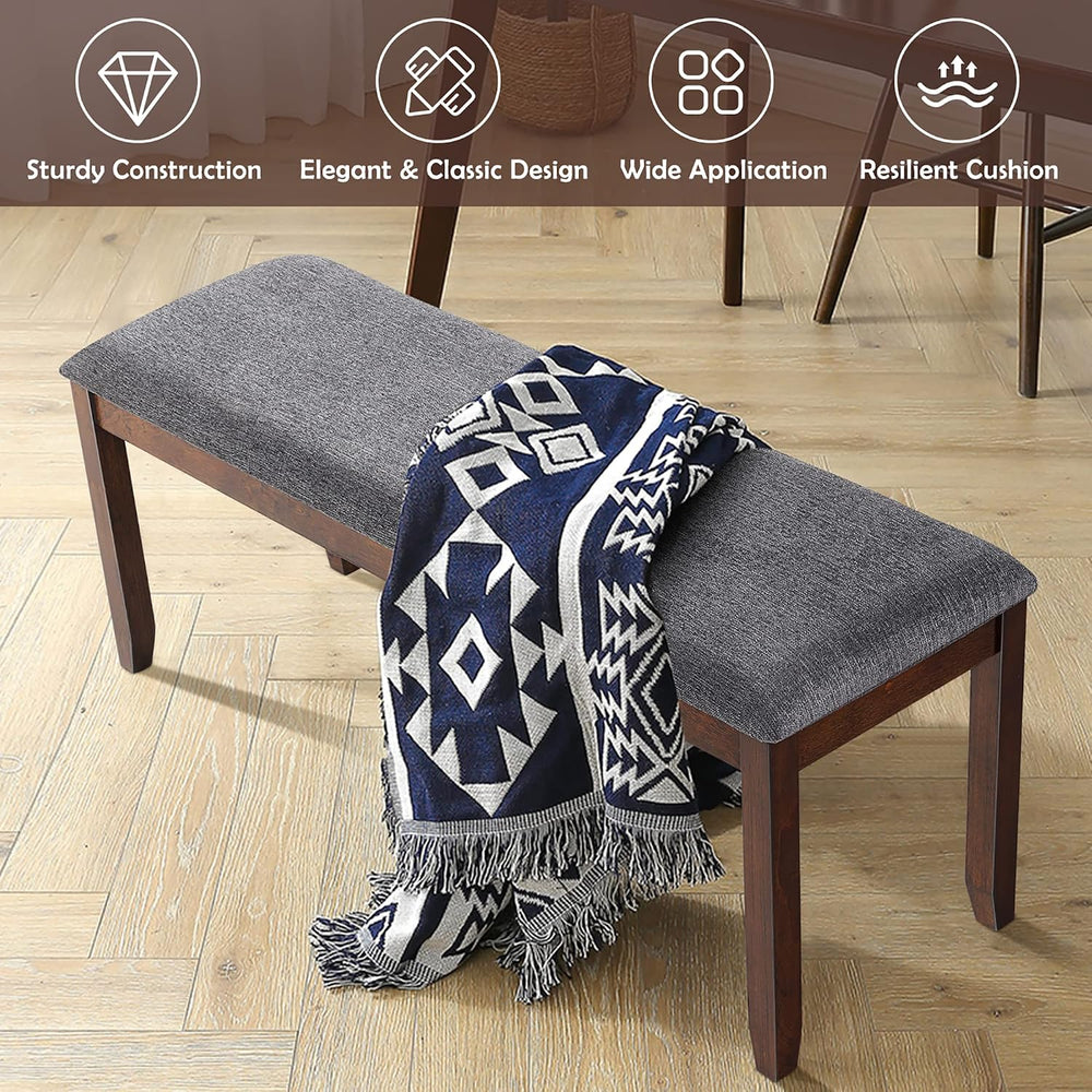 DORTALA Dining Bench, Upholstered Long Bench w/Natural Rubber Wood Legs, Foam...